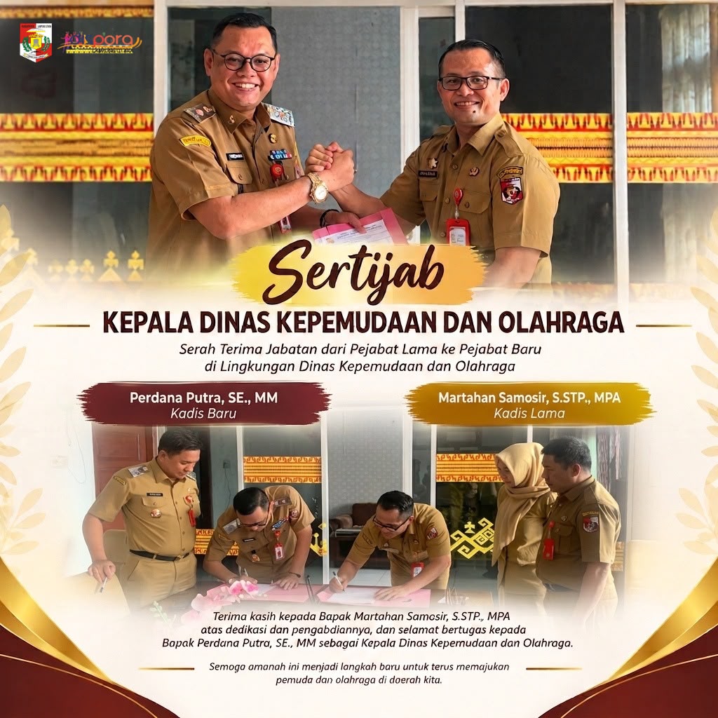 Sertijab Kadis Pemuda dan Olahraga, Perdana Putra Resmi Jabat Kepala Dinas Baru